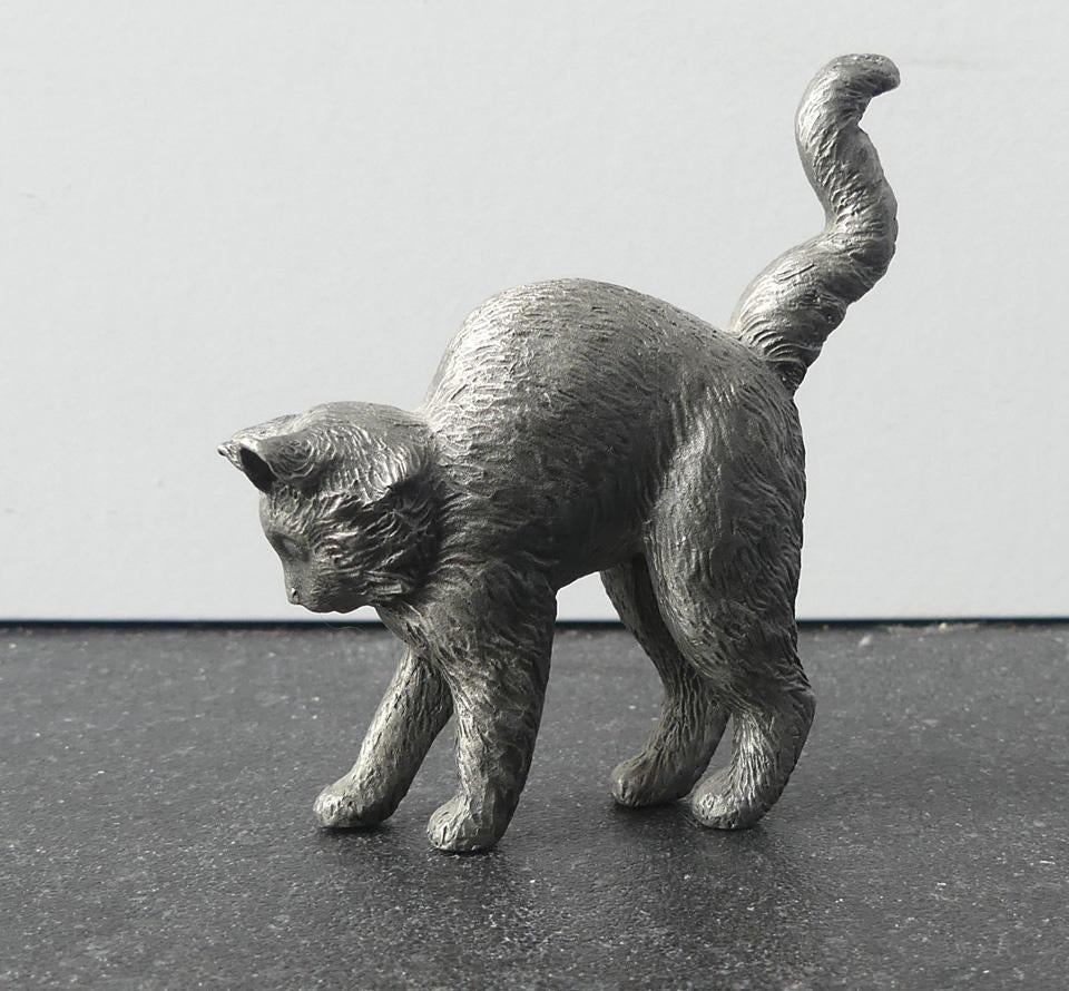 Franklin Mint Curio Cabinet Cats 1986 Colonial pewter beeld, Ophalen of Verzenden, Zo goed als nieuw, Dier