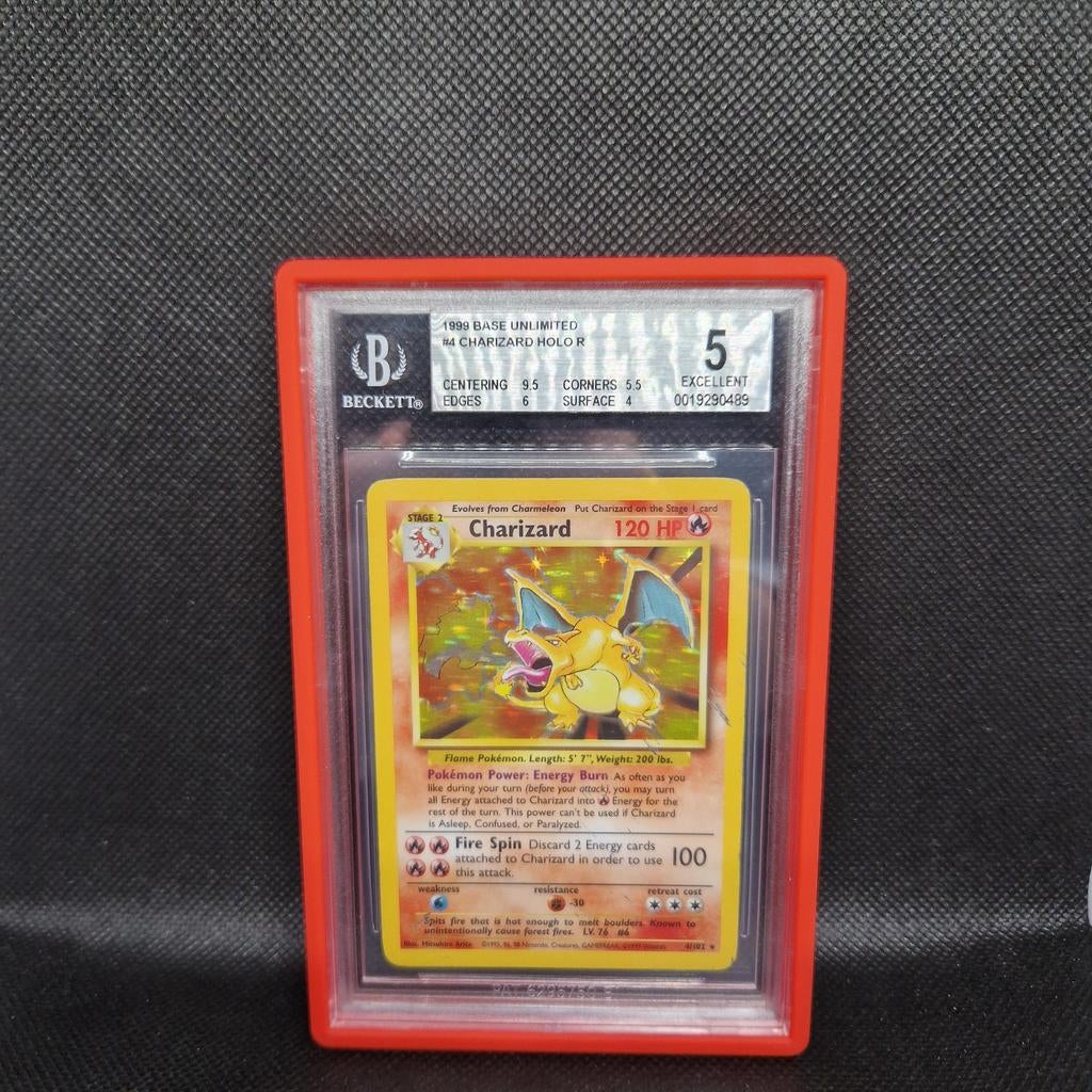Charizard Holo Base Unlimited BGS 5, Ophalen of Verzenden, Zo goed als nieuw