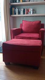 Red Sofa chair plus footstool, Ophalen, Eenpersoons, 75 tot 100 cm, Zo goed als nieuw