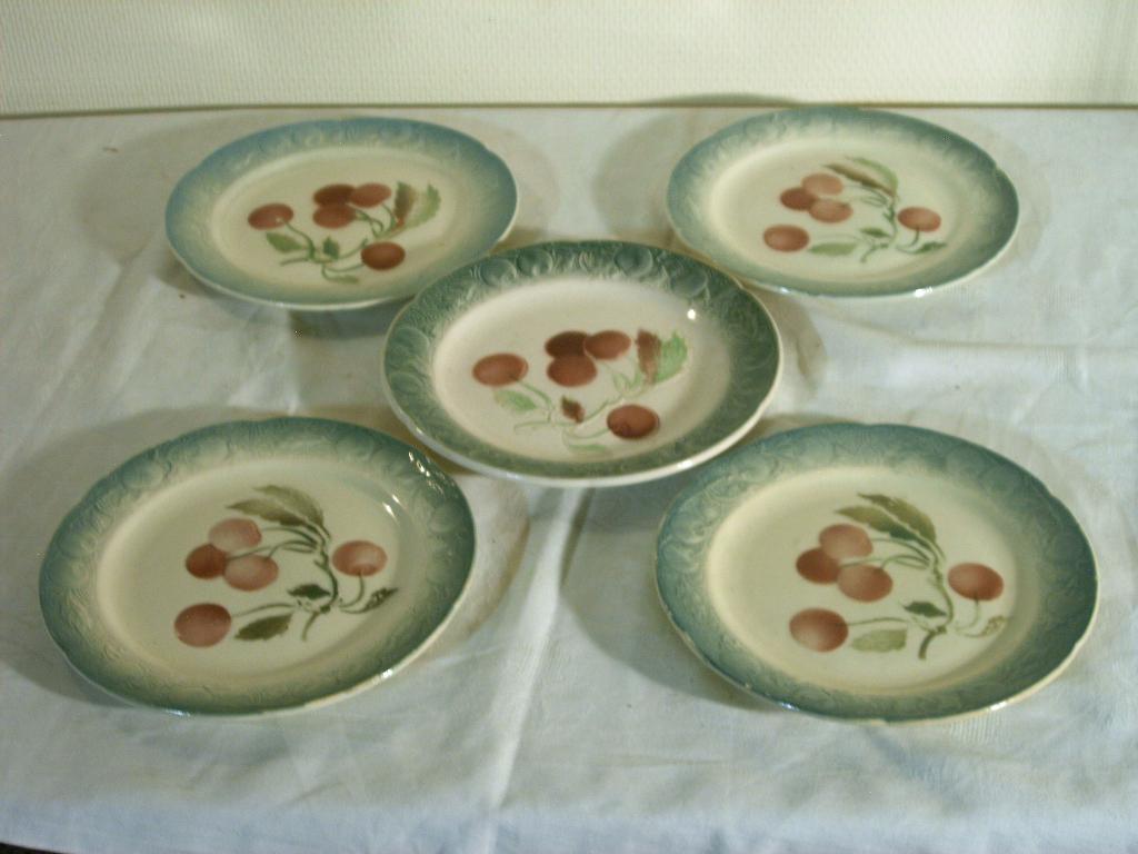 5 antieke barbotine bordjes van K&G St. Clément, Ophalen of Verzenden