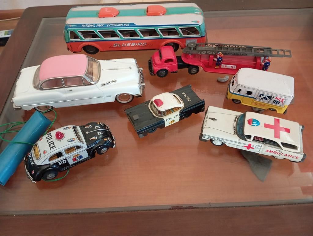 Vintage blikken speelgoed jaren '50/'60 - diverse voertuigen, Ophalen of Verzenden, Gebruikt