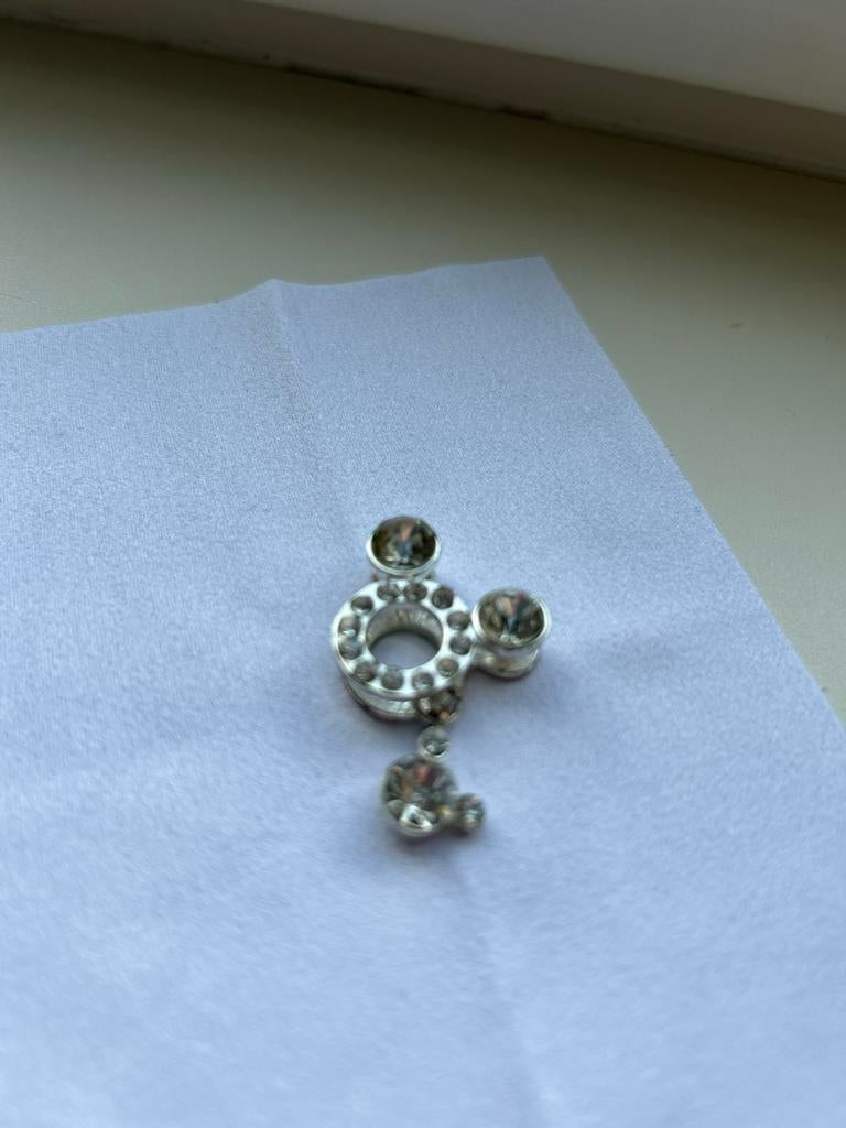 Mickey Mouse Hanger met Strass Steentjes, Overige materialen, Ophalen of Verzenden, Zo goed als nieuw, Zilver