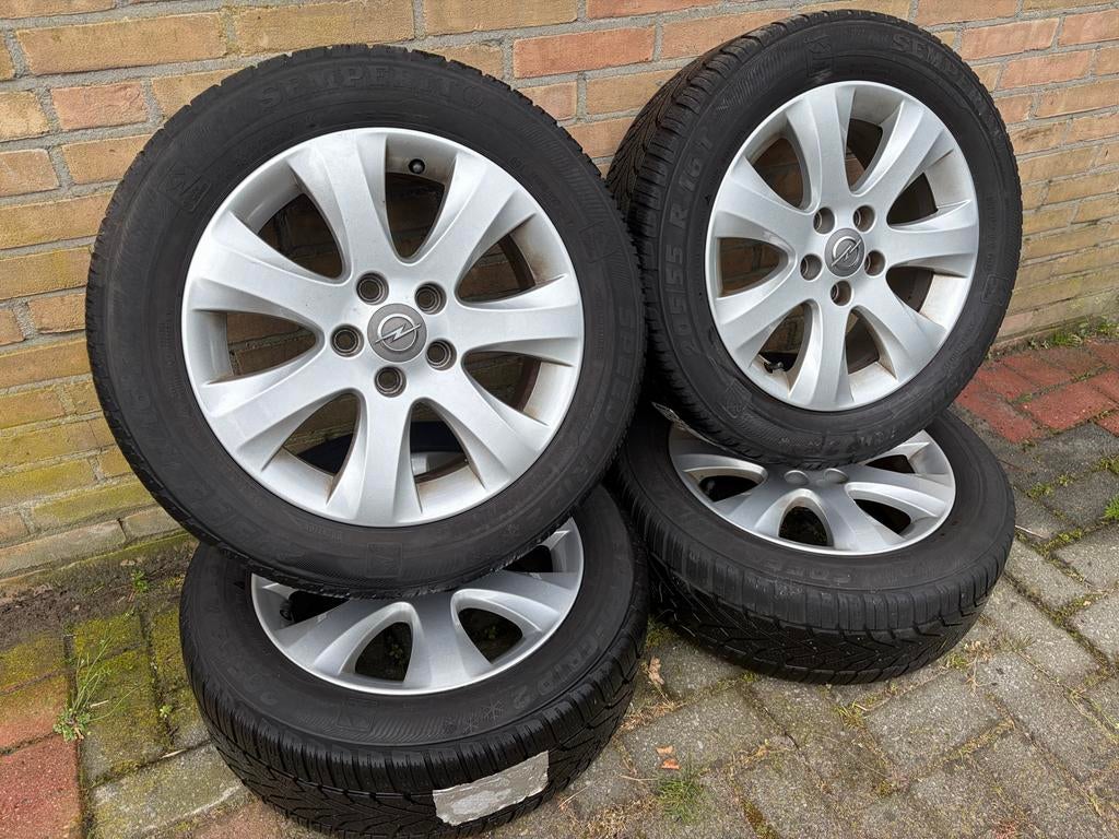 Lichtmetalen velgen origineel Opel met winterbanden, Auto-onderdelen, Banden en Velgen, Ophalen, Gebruikt, 16 inch, Banden en Velgen