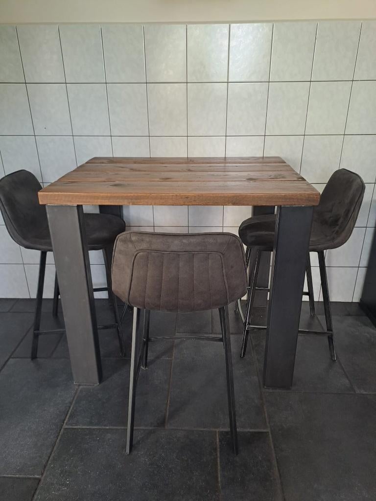 bartafel met stoelen, Huis en Inrichting, Gebruikt, 100 tot 150 cm, 50 tot 100 cm, Rechthoekig