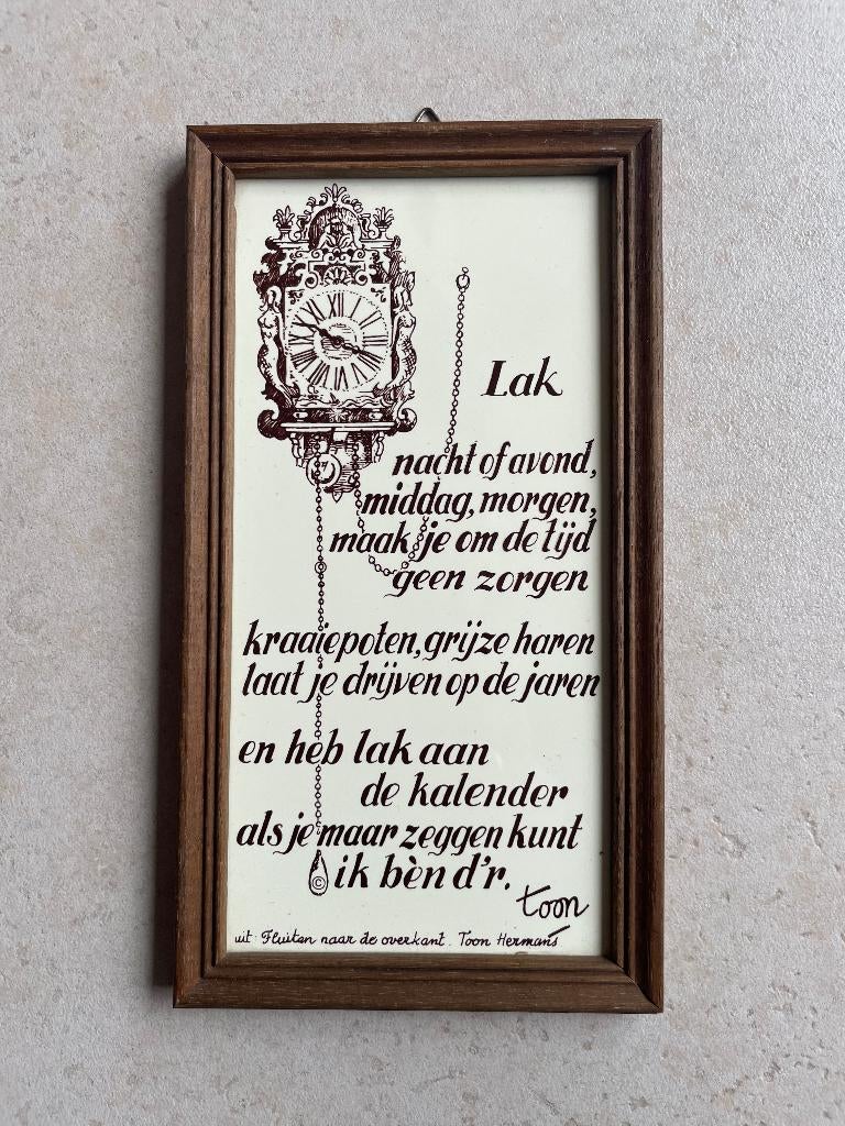 Tegeltje "Lak" Toon Hermans, Huis en Inrichting, Ophalen, Gebruikt