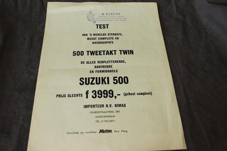 Suzuki 500 motorfiets test T500, Ophalen of Verzenden, Suzuki