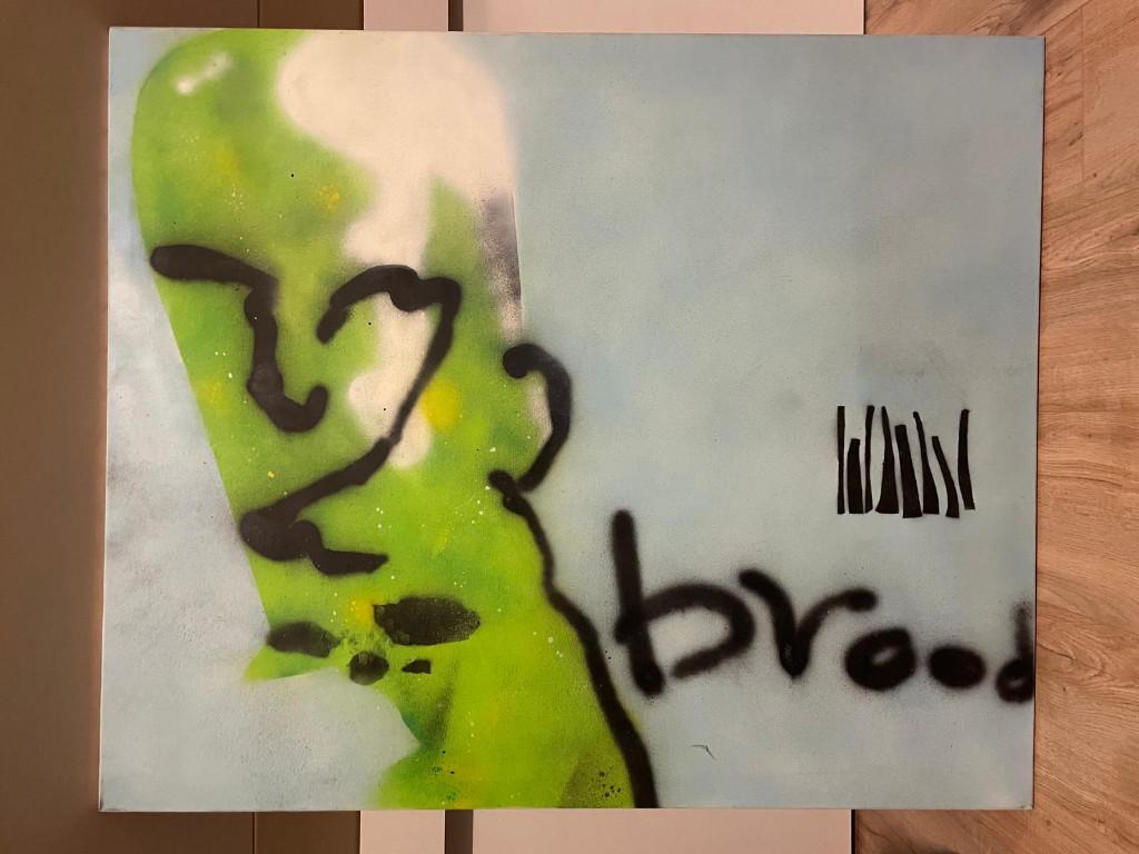 Titel: Groot Canvas "Green Head" (stijl Herman Brood), Ophalen