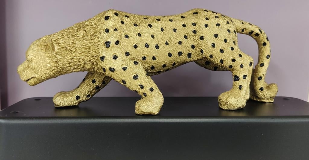 Prachtige Goudkleurige Luipaard 15 cm, Verzamelen, Beelden en Beeldjes, Ophalen of Verzenden, Zo goed als nieuw, Dier