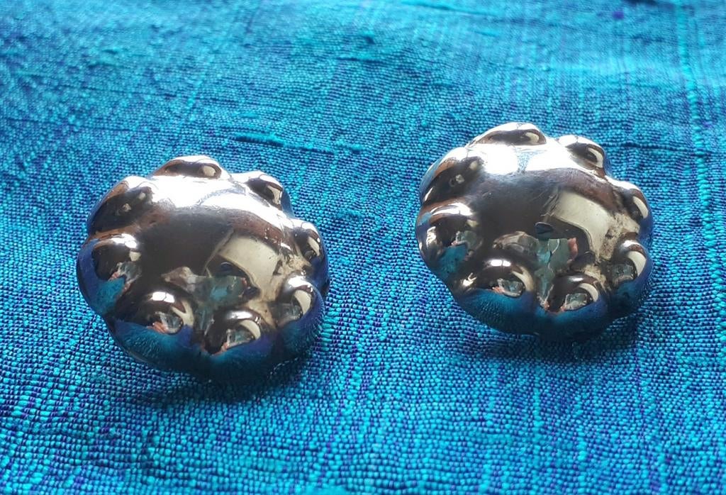 Ronde, Modernistische Zilveren Oorclips., Verzenden, Zilver, Oorbellen