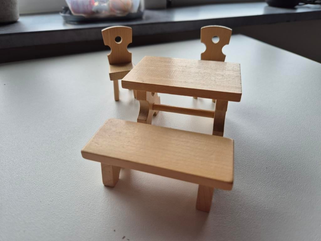 Eethoek hout 1:16, Verzamelen, Ophalen of Verzenden, Gebruikt, Poppenhuis