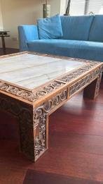 Salontafel hout marmer handwerk, 100 tot 150 cm, Zo goed als nieuw, Minder dan 50 cm, Rechthoekig