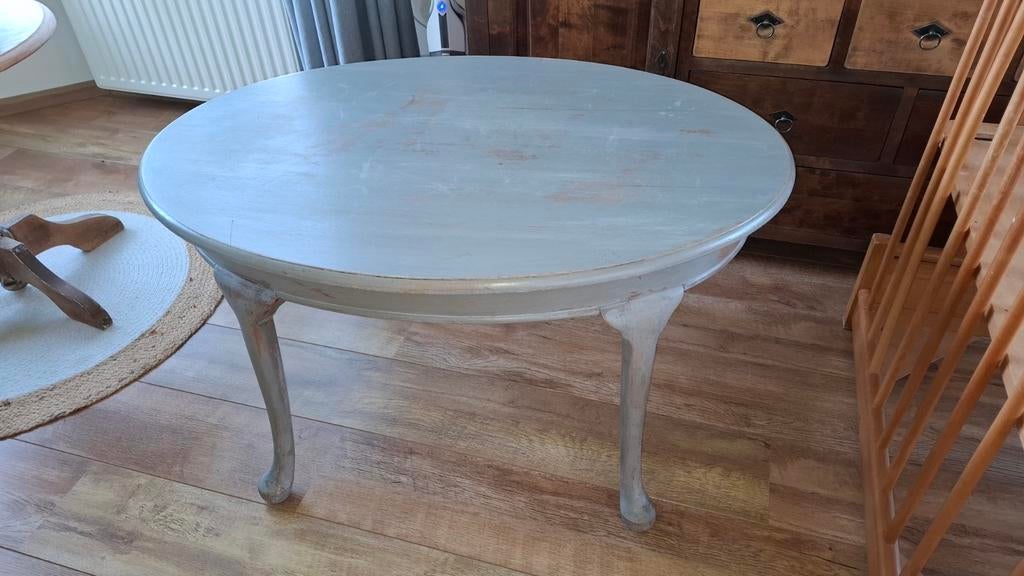Ovaal brocante tafeltje, greywash geverfd, Antiek en Kunst, Curiosa en Brocante, Ophalen