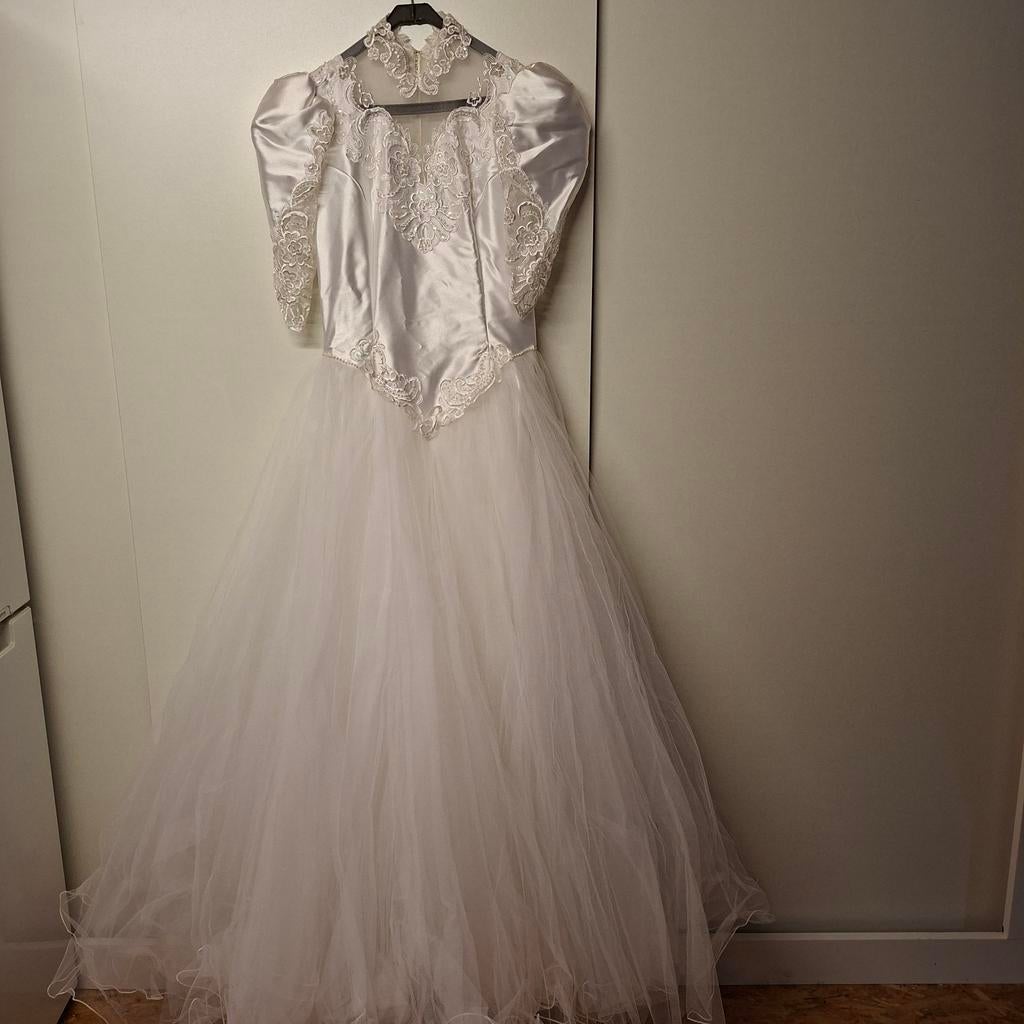 Vintage Witte Trouwjurk 1992, Maat 40, Ophalen of Verzenden, Gedragen, Wit, Trouwjurk