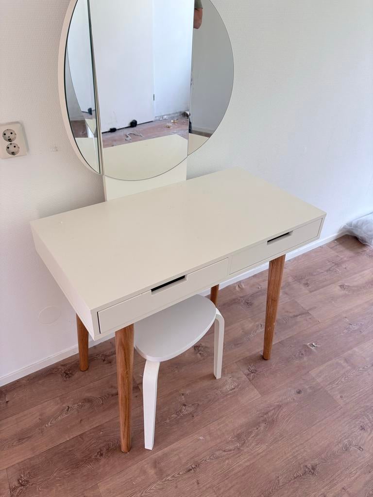 Kaptafel met spiegel en twee lades, Ophalen, Gebruikt, 50 tot 100 cm, Minder dan 100 cm