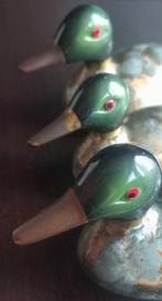 Antieke Franse bronzen set – Moedereend met twee kuikens, Ophalen of Verzenden, Brons