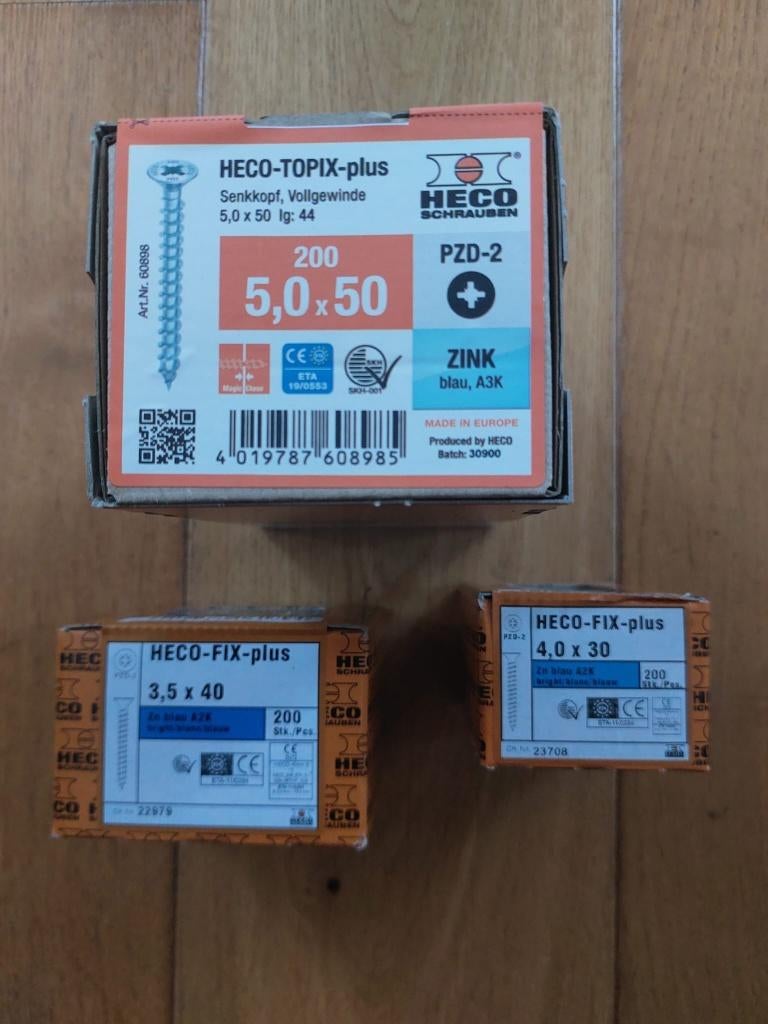 Spaanplaatschroeven Heco-FIX-plus / pluggen Fischer, Ophalen of Verzenden, Nieuw, 50 tot 100 mm, Schroeven