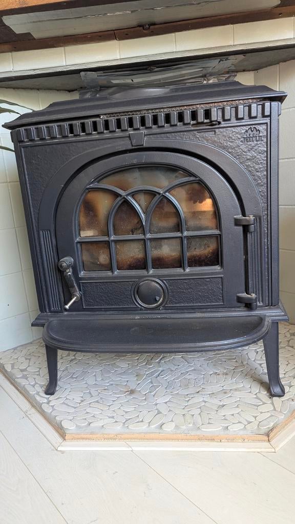 Jøtul F 8 TD houtkachel inclusief buizen, Huis en Inrichting, Ophalen, Gebruikt, Houtkachel, Vrijstaand