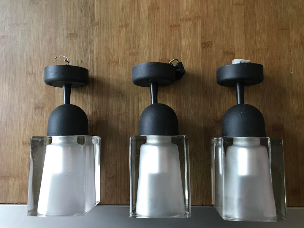 3 Vintage “ Putzler “ hang- of - wandlampjes., Ophalen of Verzenden, Metaal of Aluminium