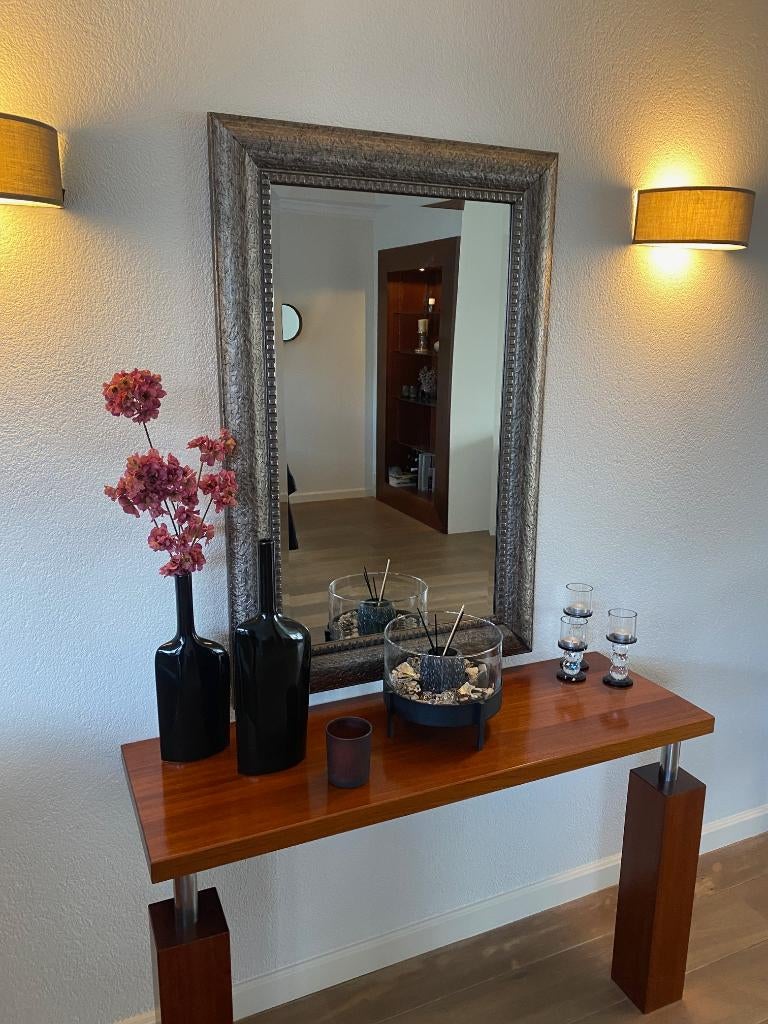 Jatoba houten sidetable, ontwerp van Jan des Bouvrie, Ophalen, Gebruikt, 100 tot 150 cm, Overige houtsoorten