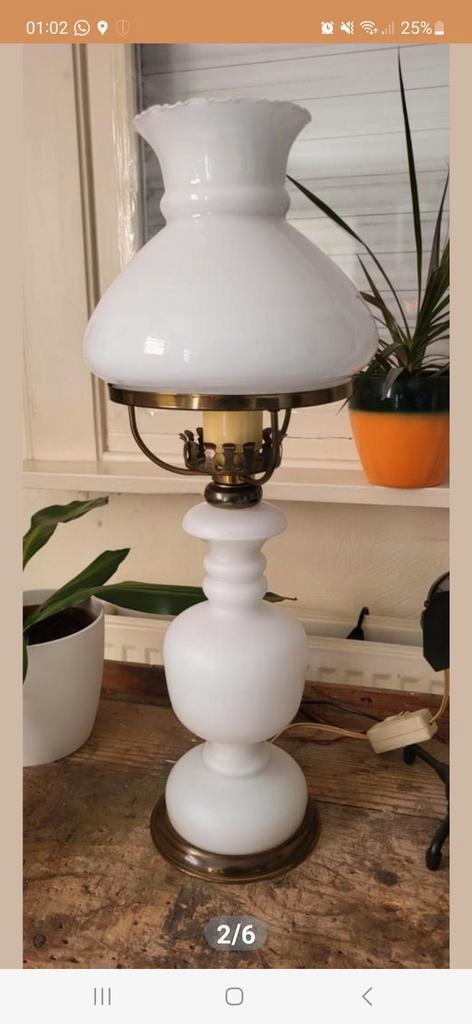 Mooie oude glazen schemerlamp, Antiek en Kunst, Antiek | Lampen, Ophalen