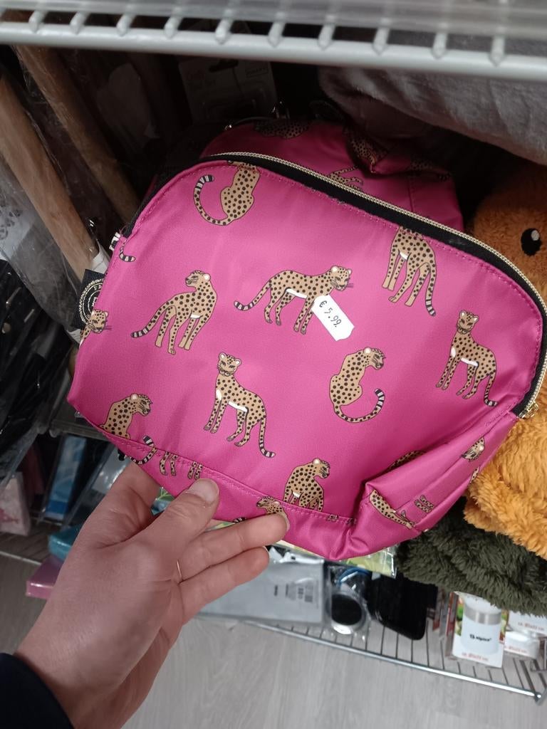 Leuke roze toilettas met luipaardprint, Onbekend, Nieuw, Ophalen of Verzenden, Onbekend