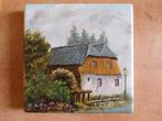 mini-schilderij (11 x 11 cm.) Genneper watermolen, Eindhoven, Ophalen of Verzenden