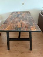 Eettafel hout met ijzer onderstel, Ophalen, 50 tot 100 cm, Zo goed als nieuw, 150 tot 200 cm