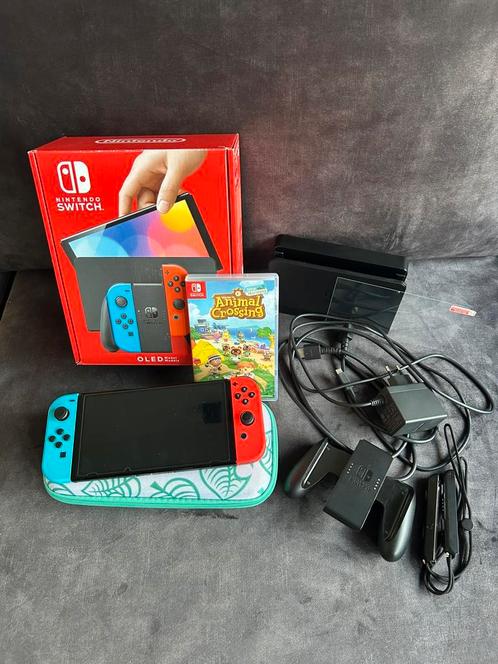 Nintendo Switch Oled compleet in doos met accessoires, Spelcomputers en Games, Spelcomputers | Nintendo Switch, Zo goed als nieuw