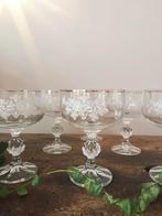 Set van 5 vintage kristallen coupes met goud & bloemen, Antiek en Kunst, Ophalen of Verzenden