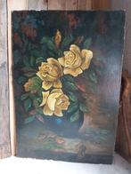 Prachtig donker groot bloemen schilderij /stilleven hardbord, Verzenden
