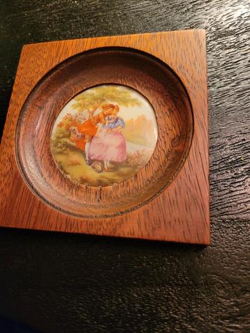 Vintage Miniatuur Schilderij in Houten Frame beschikbaar voor biedingen