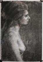 Jan vd Veer 1912-2001. Portret. Naakt. Gemengde techniek., Ophalen of Verzenden