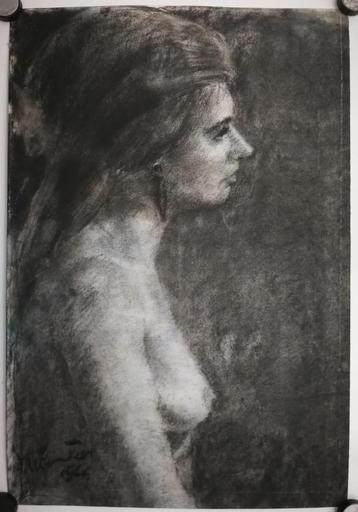 Jan vd Veer 1912-2001. Portret. Naakt. Gemengde techniek.  beschikbaar voor biedingen