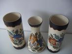 3 x Flora Gouda plateel keramiek vazen jr.ca.1960., Huis en Inrichting, Woonaccessoires | Vazen, Overige kleuren, Aardewerk of Porselein