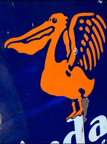 Vintage Erdal Emaille Reclamebord Pelikaan beschikbaar voor biedingen