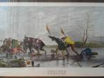 Zeldzame grote antieke Engelse ets van de sport curling., Antiek en Kunst, Kunst | Etsen en Gravures, Ophalen