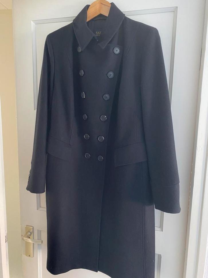 Pauw double breasted zwart wollen jas, mantel maat 4, Kleding | Dames, Jassen | Winter, Zo goed als nieuw, Maat 38/40 (M), Zwart