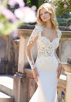 Trouwjurk met lange mouwen maat 38, Ophalen of Verzenden, Zo goed als nieuw, Wit, Trouwjurk