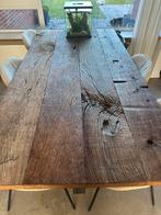 Industriële eettafel met historisch eikenhout 2m x 1m, Huis en Inrichting, Ophalen, Eikenhout, 200 cm of meer, 50 tot 100 cm