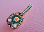 jwg Vintage 50s micro mozaiek mandoline broche gekleurd goud, Sieraden, Tassen en Uiterlijk, Antieke sieraden, Verzenden, Overige materialen