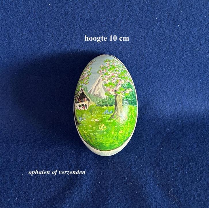 fraai beschilderd Ei ca 10 cm hoog Groot formaat, Antiek en Kunst, Curiosa en Brocante, Ophalen