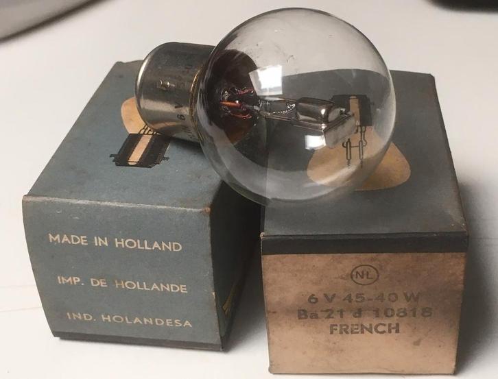 Retro vintage lamp 6 Volt blank 45-40 W Neglin Ba21d. French, Auto-onderdelen, Verlichting, Oldtimer onderdelen, Volvo, Nieuw
