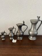 Set van 4 Tinnen Kannetjes met Certificaat - Antiek Tinwerk, Antiek en Kunst, Antiek | Tin, Ophalen