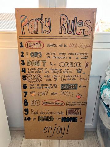 Bord party rules beschikbaar voor biedingen