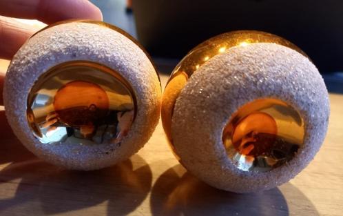 * 2 mooie aparte oranje vintage deukballen kerstbal *, Diversen, Kerst, Gebruikt, Verzenden