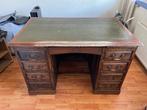 Vintage notarisbureau met leren blad & uittrekbare zijbladen, Huis en Inrichting, Bureaus, Ophalen, Gebruikt, Bureau