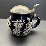 Vintage keramische bierpul met tinnen deksel van Merkelbach, Ophalen