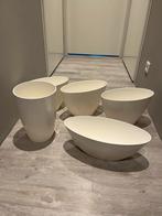 Witte Bloempotten Set, 25 tot 40 cm, Kunststof, Rond, Binnen