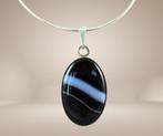 Schitterende 925 zilver zwarte BOTSWANA AGAAT ketting!, Verzenden, Zo goed als nieuw, Met edelsteen, X