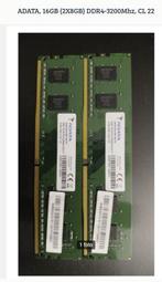 ADATA, 16GB (2X8GB) DDR4-3200Mhz, CL 22, DDR4, Ophalen of Verzenden, Zo goed als nieuw, Desktop